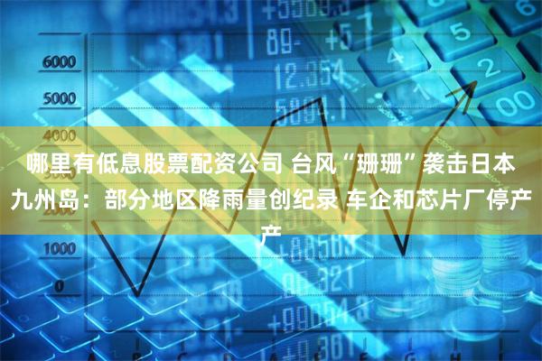 哪里有低息股票配资公司 台风“珊珊”袭击日本九州岛：部分地区降雨量创纪录 车企和芯片厂停产