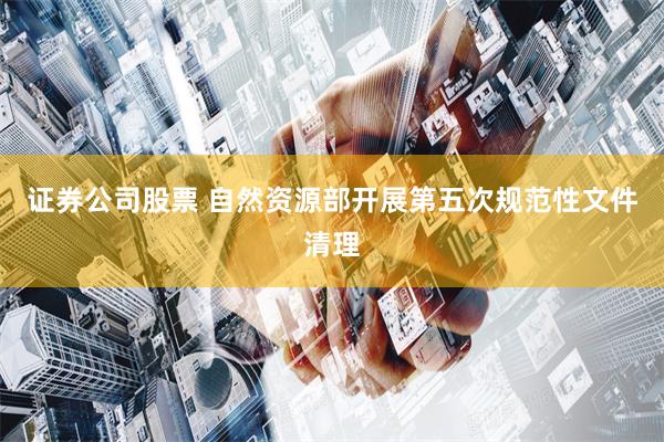 证券公司股票 自然资源部开展第五次规范性文件清理